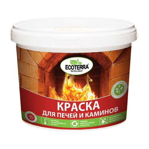 Краска для печей и каминов ECOTERRA белая 1 кг / 12