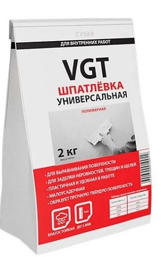 Шпатлевка для внут работ ВГТ универсальная полимерная сухая 2 кг / 4
