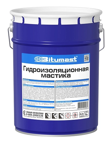Мастика гидроизоляционная Bitumast 5 л /4