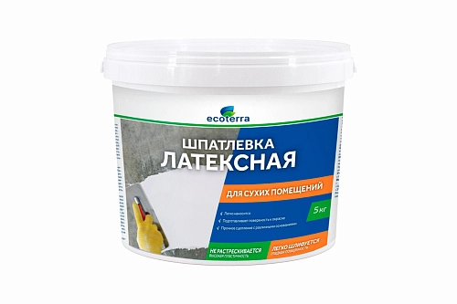 Шпатлевка для сухих помещений ECOTERRA латексная 5 кг / 1