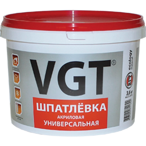 Шпатлевка для нар/внут работу ВГТ универсальная влагостойкая 3,6 кг / 4