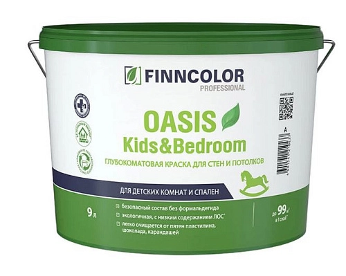 Краска для детских комнат и спален Finncolor Oasis Kids & Bedroom База A глуб/мат 9 л / 1