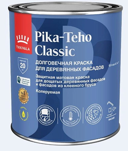 Краска для деревянных фасадов Tikkurila Pika-Teho Classic С мат 0,9 л / 6