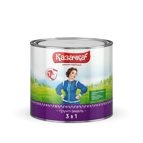 Грунт-эмаль по ржавчине Казачка 3 в 1 синяя 1,9 кг / 6