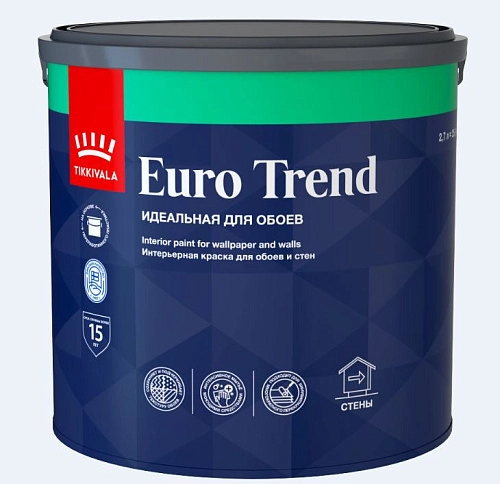 Краска для обоев В/Д Tikkurila EURO TREND База A мат 2,7 л / 1