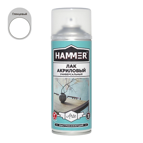 Лак универсальный акриловый HAMMER глянц аэроз 520 мл / 0,23 кг / 12