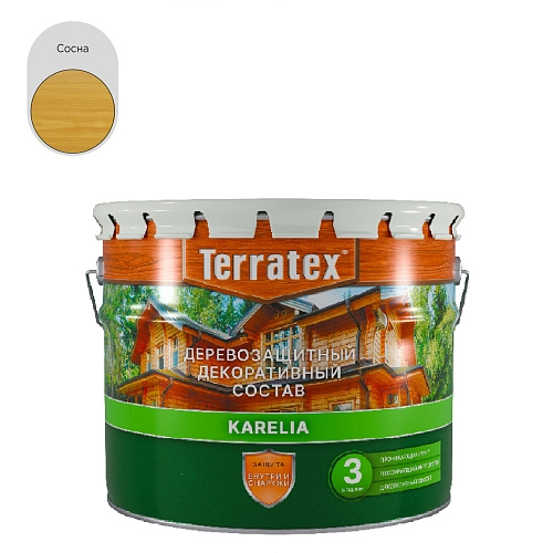 Деревозащитный декоративный состав Terratex KARELIA сосна 2,25 кг / 2,7 л / 4