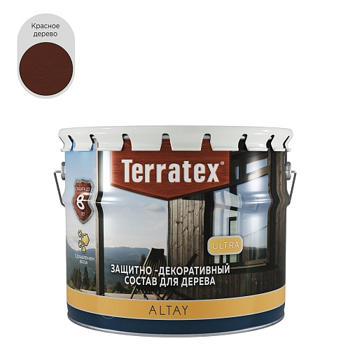 Деревозащитный декоративный состав Terratex ALTAY ULTRA крас, дерево 2,25 кг / 2,7 л / 4