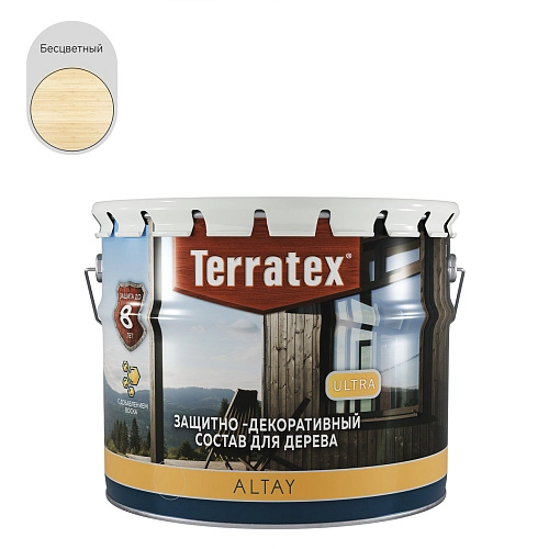 Деревозащитный декоративный состав Terratex ALTAY ULTRA бесцветный 2,25 кг / 2,7 л / 4