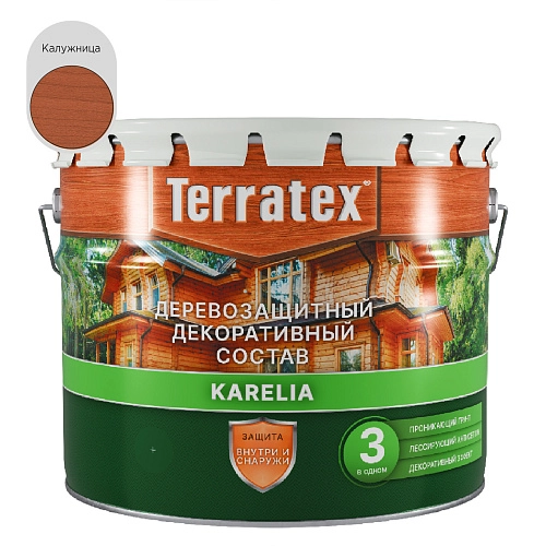 Деревозащитный декоративный состав Terratex KARELIA калужница 7,5 кг / 9 л / 1