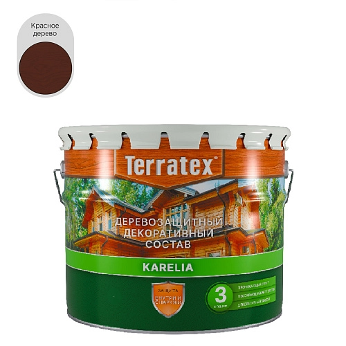 Деревозащитный декоративный состав Terratex KARELIA крас. дерево 2,25 кг / 2,7 л / 4