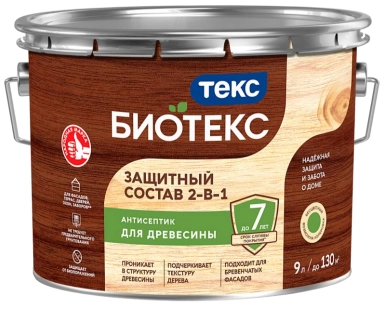 Антисептик для древесины Текс Биотекс 2 в 1 защитный алкидный палисандр 9 л / 1