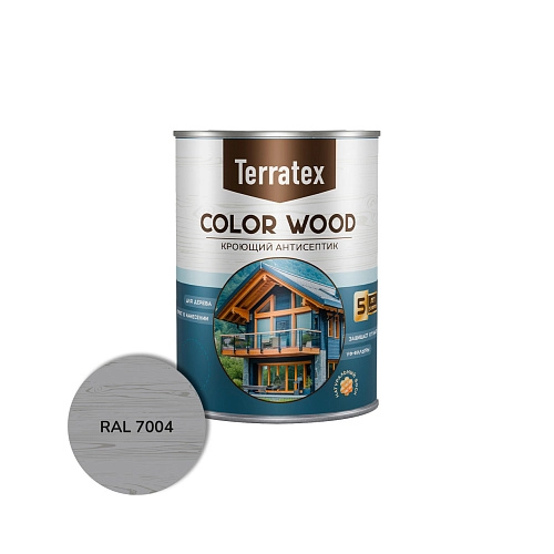 Антисептик кроющий деревозащитный Terratex RAL 7004 сигнальный серый 0,9 кг / 14