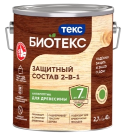 Антисептик для древесины Текс Биотекс 2 в 1 защитный алкидный белый дуб 2,7 л / 6