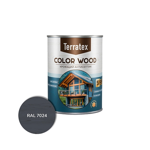 Антисептик кроющий деревозащитный Terratex RAL 7024 графитовый серый 0,9 кг / 14