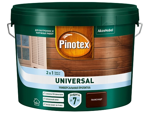 Пропитка для защиты древесины Pinotex Universal 2 в 1 палисандр 9 л / 1