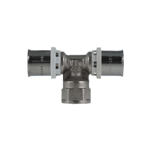 VTm.232.N.200520 Тройник пресс с переходом на вн. р. VALTEC 20х3/4"х20, 10/50*