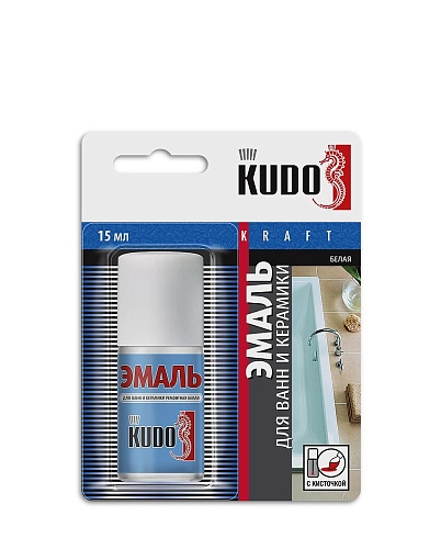 Эмаль для ванн KUDO KU-7K1301-12 с кисточкой глян 15 мл / 0,014 кг / 12