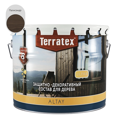 Деревозащитный декоративный состав Terratex ALTAY ULTRA палисандр 7,5 кг / 9 л
