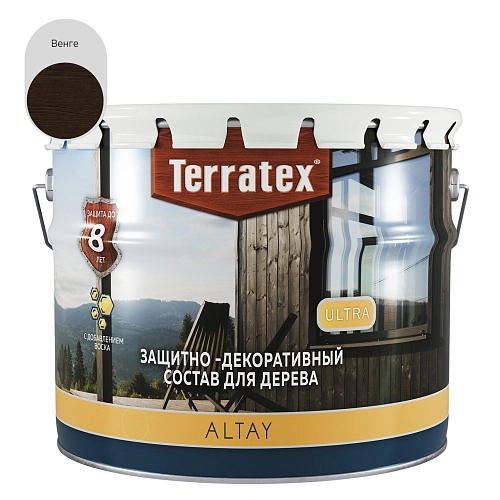 Деревозащитный декоративный состав Terratex ALTAY ULTRA венге 7,5 кг / 9 л