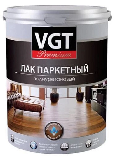 Лак паркетный ВГТ полиуретановый PREMIUM быстросохнущий глян 9 кг / 1