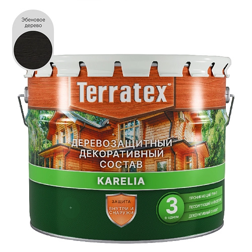 Деревозащитный декоративный состав Terratex KARELIA эбеновое дерево 7,5 кг / 9 л / 1
