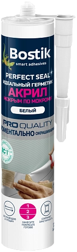 Герметик идеальный Bostik АКРИЛ Мокрым по мокрому Perfect Seal 300 мл / 12