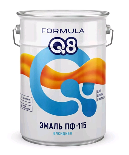 Эмаль для дерева и металла Formula Q8 ПФ-115 алкидная белая 20 кг / 1