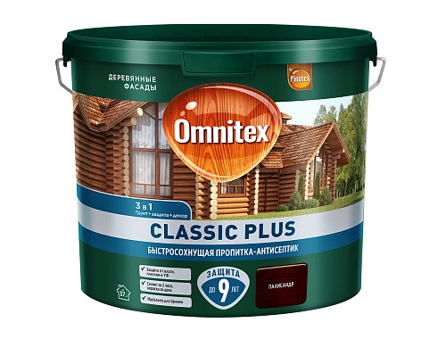 Пропитка-антисептик Omnitex Classic Plus 3 в1 быстросохнущая палисандр 2,5 л / 1
