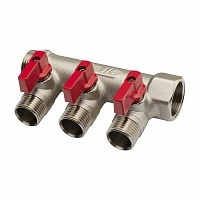 Коллектор Aqualink 02425 Ø3/4" на 3 выхода с кранами Ø1/2" наруж. резьба, 2/20