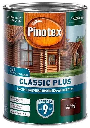 Пропитка-антисептик Pinotex Classic Plus 3 в 1 палисандр 0,9 л / 1
