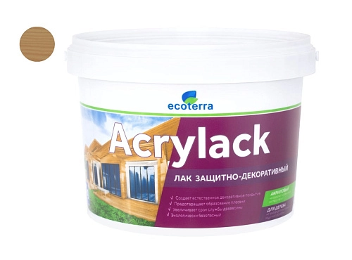 Лак защитно-декоративный водный ECOTERRA дуб 2,5 кг / 6