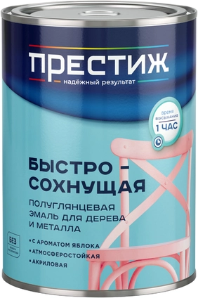 Эмаль акриловая Престиж быстросохнущая белая п/глян 0,9 кг / 6