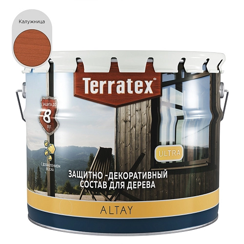 Деревозащитный декоративный состав Terratex ALTAY ULTRA калужница 7,5 кг / 9 л