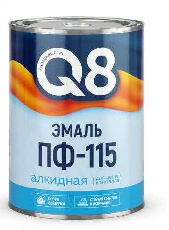 Эмаль для дерева и металла Formula Q8 ПФ-115 алкидная белая 0,8 кг / 14