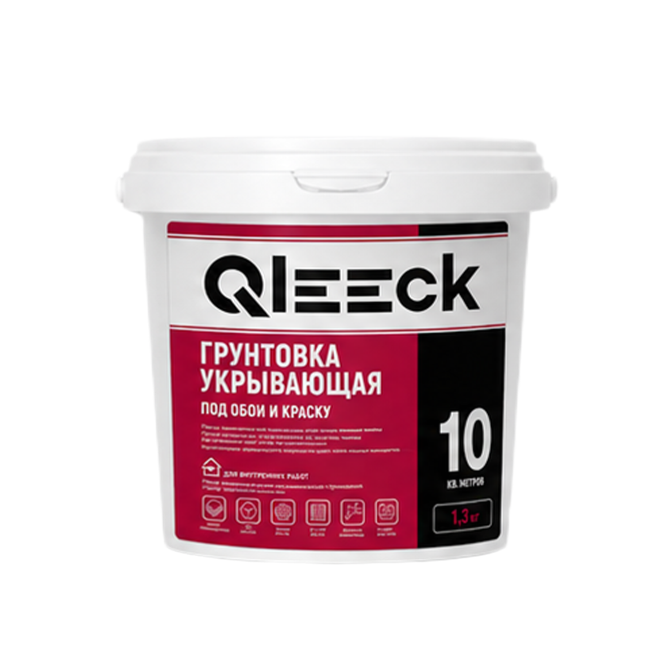 Грунтовка укрывающая под обои и краску Qleeсk 10 м² в ведре 1,3 кг / 1 л / 12
