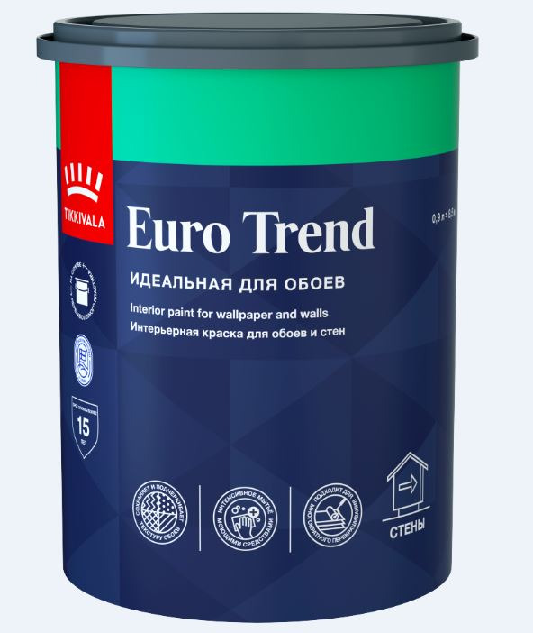 Краска для обоев В/Д Tikkurila EURO TREND База A мат 0,9 л / 6