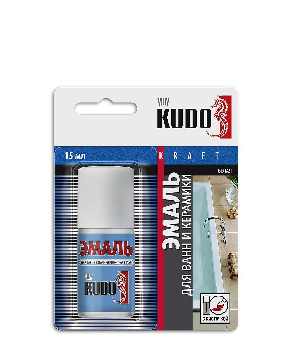 Эмаль для ванн KUDO KU-7K1301-12 с кисточкой глян 15 мл / 0,014 кг / 12