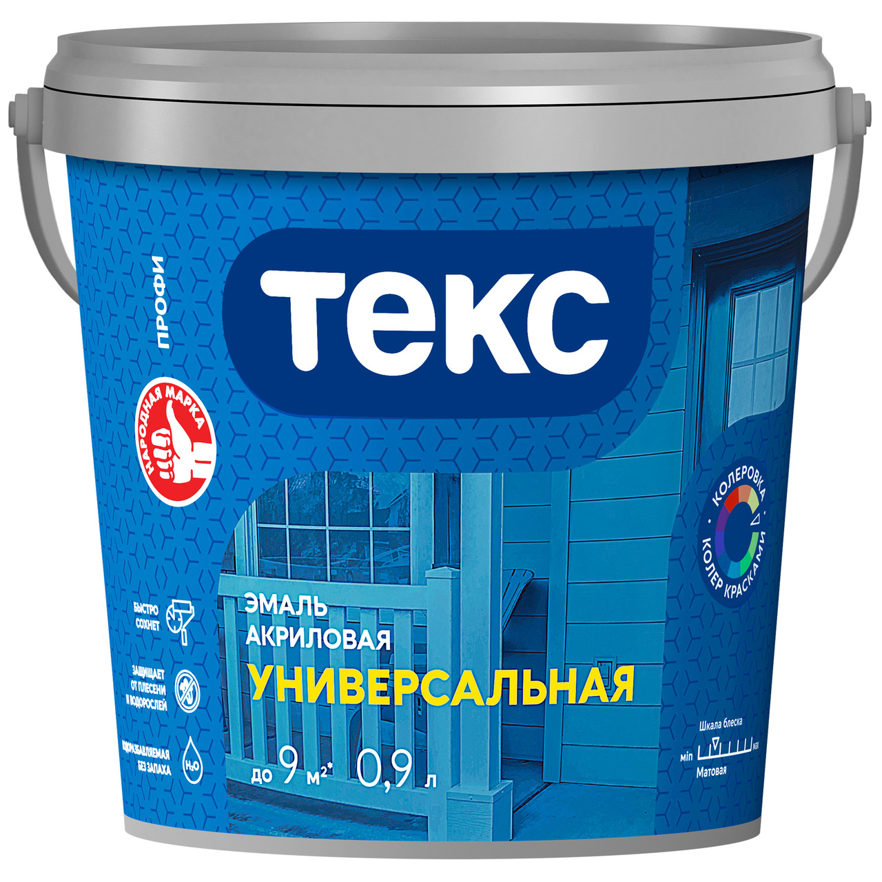 Эмаль универсальная в/д Текс Профи акриловая мат. 0,9 л / 18