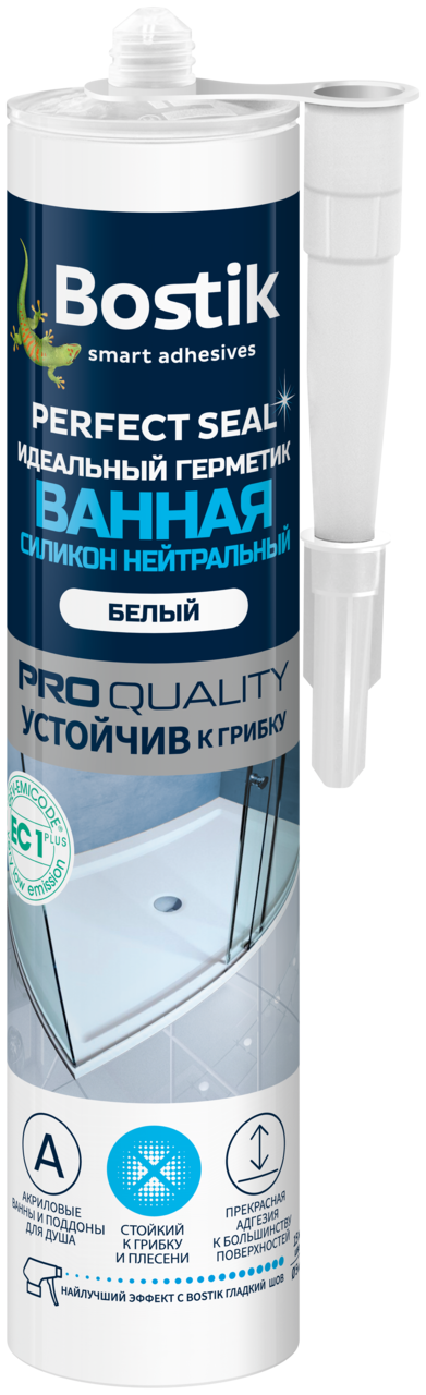 Герметик идеальный Bostik ванная силикон нейтральный белый 280 мл / 12