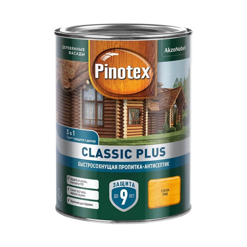 Пропитка-антисептик Pinotex Classic Plus 3 в 1 сосна 0,9 л / 1