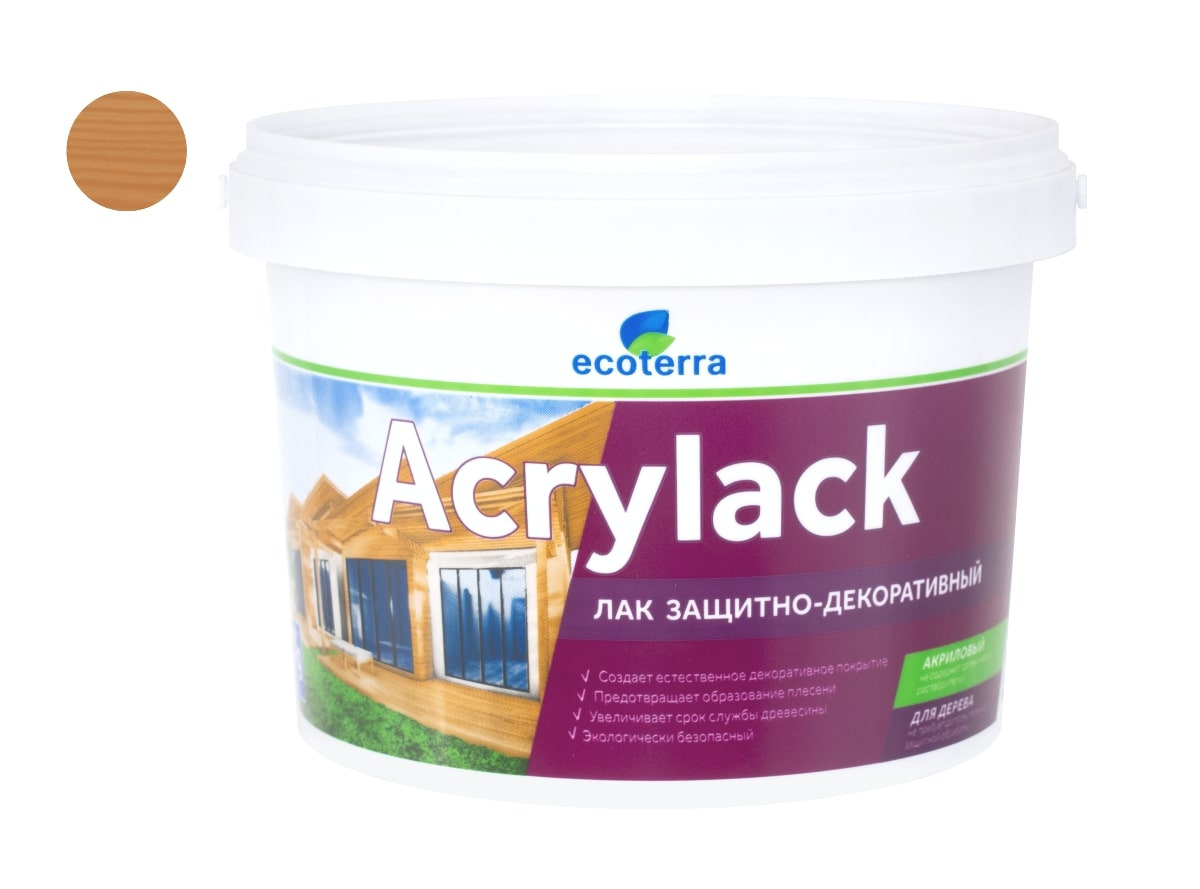 Лак защитно-декоративный водный ECOTERRA калужница 2,5 кг / 6