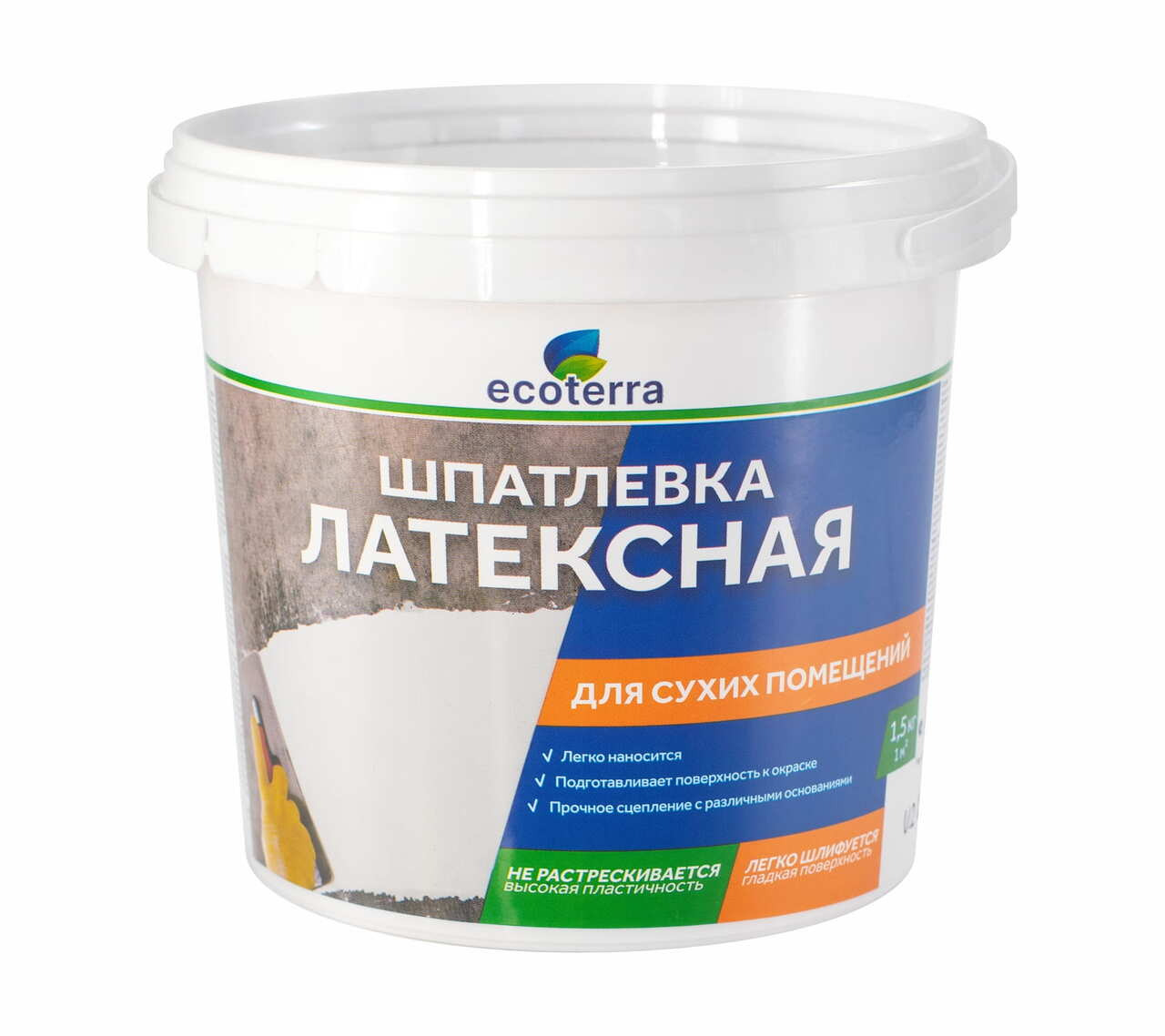 Шпатлевка для сухих помещений ECOTERRA латексная 1,5 кг / 12