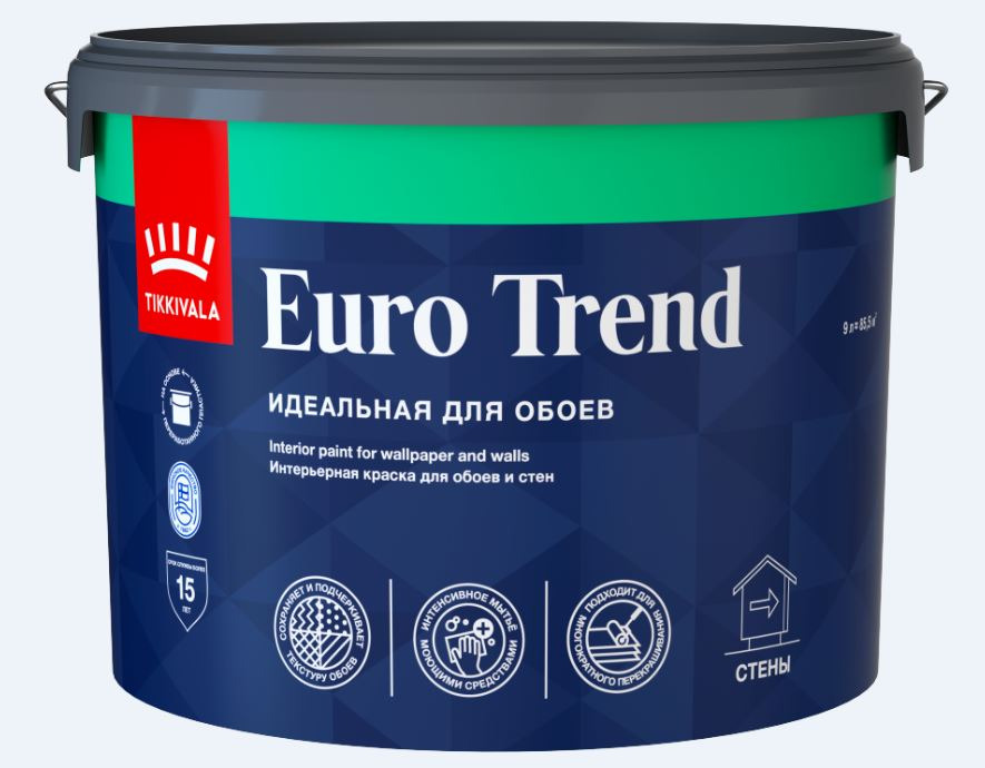 Краска для обоев В/Д Tikkurila EURO TREND База A мат 9 л / 1