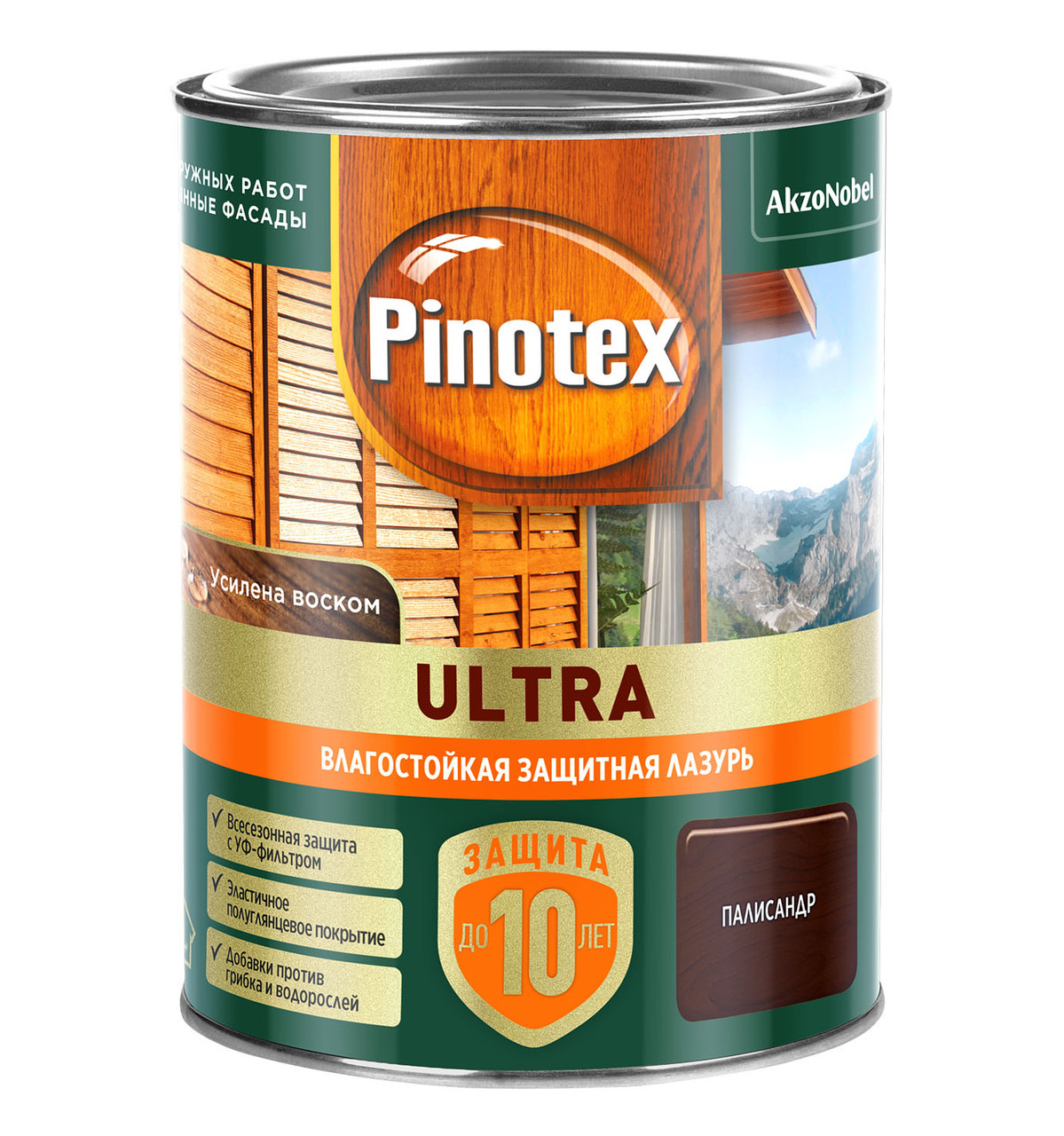 Влагостойкая лазурь для наружных работ Omnitex Ultra палисандр 0,9 л