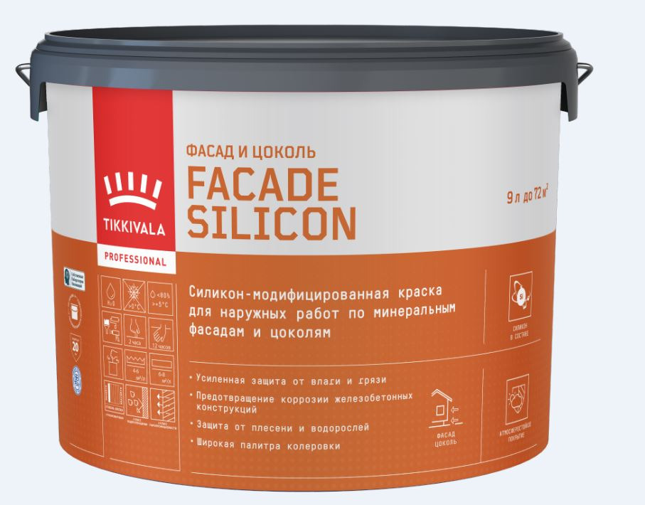 Краска для фасадов и цоколей Tikkurila Facade Silicon База C акриловая гл/мат 5 л / 1