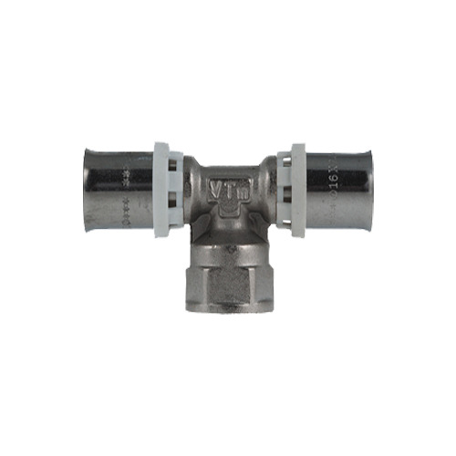 VTm.232.N.200520 Тройник пресс с переходом на вн. р. VALTEC 20х3/4"х20, 10/50*