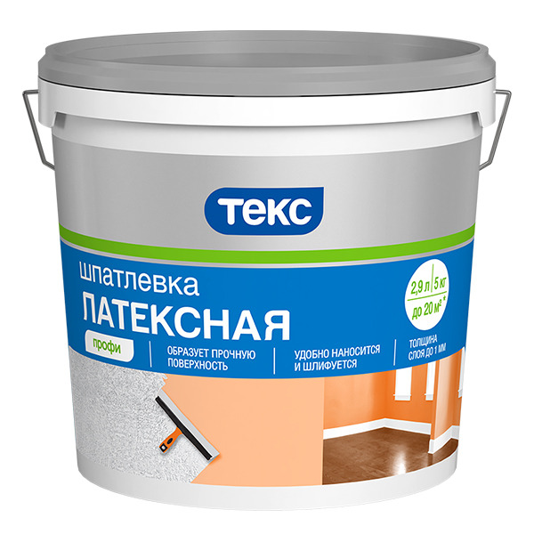 Шпатлевка латексная Текс Профи 8 кг / 1