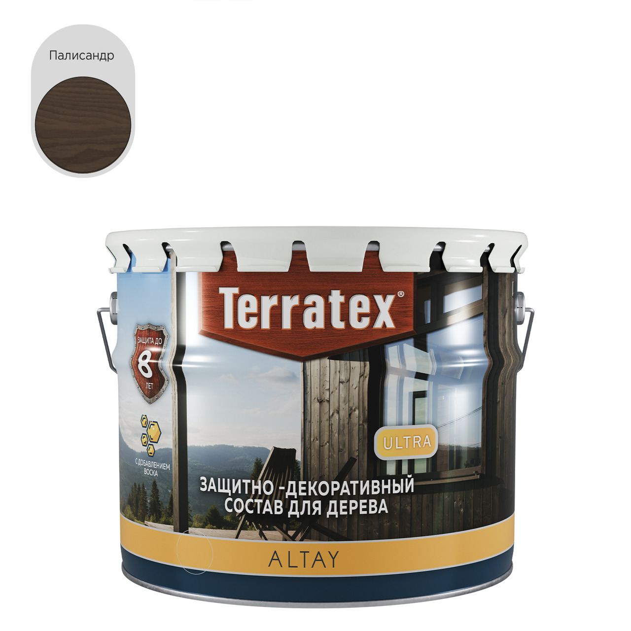 Деревозащитный декоративный состав Terratex ALTAY ULTRA палисандр 2,25 кг / 2,7 л / 4
